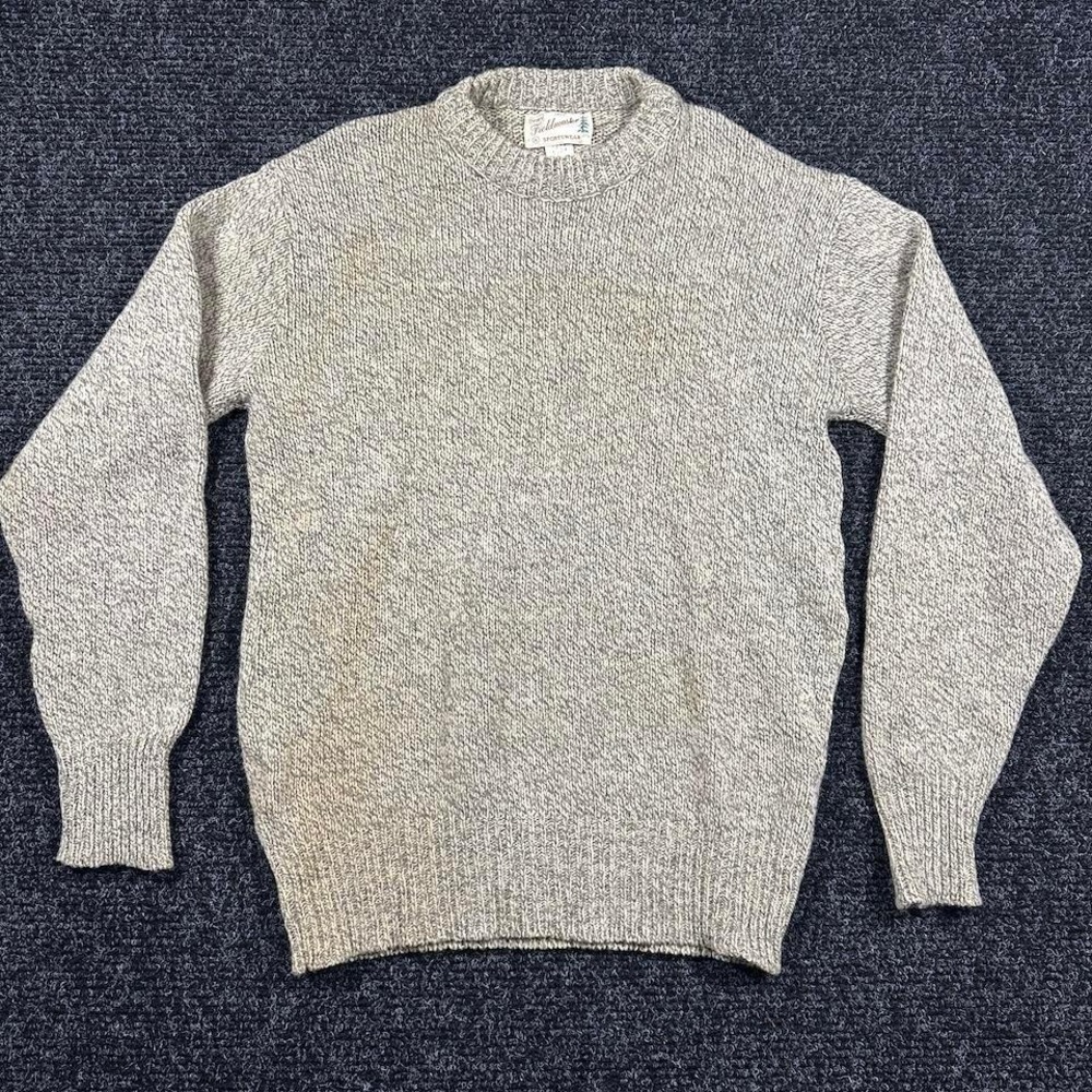 Sears Fieldmaster Sweater Mens XL Tall Gray Vintage 80s Wool Blend Marled Crew